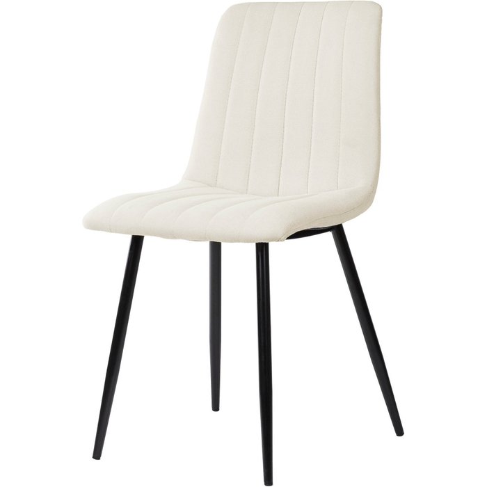 Silla de comedor omala acolchada con patas negras beige.