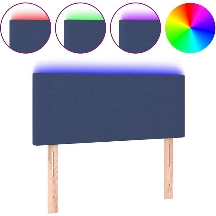 Cabecero cama - mueble cabecero con led de tela azul 80x5x78/88 cm