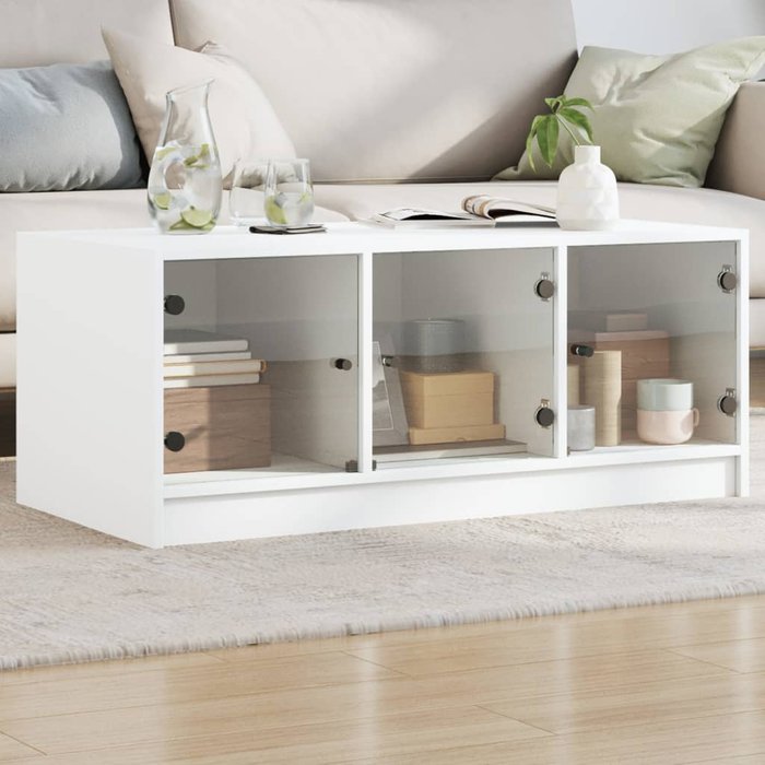 Maison exclusive - mesa de centro con puertas de vidrio blanca 102x50x42 cm