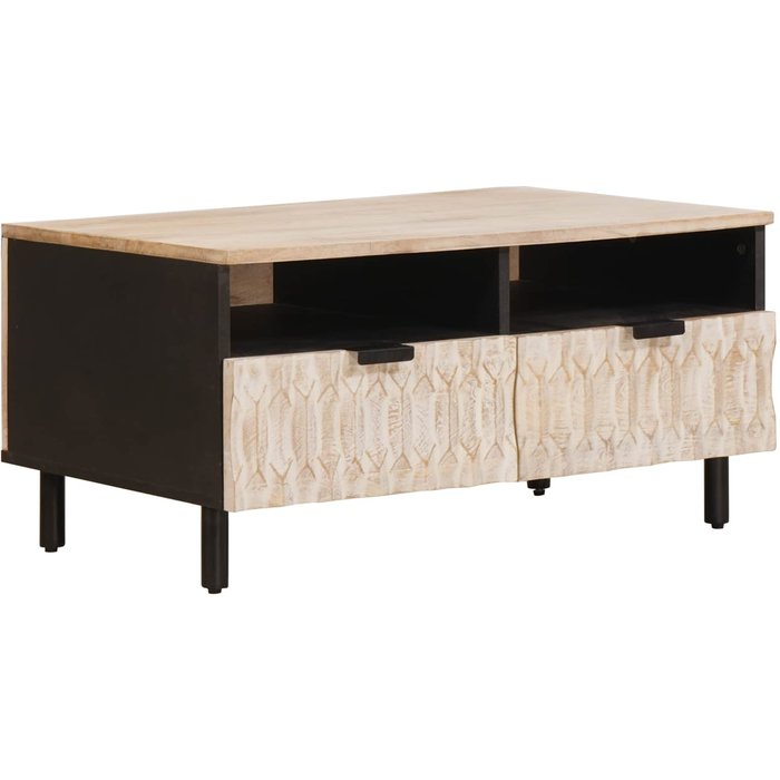 Mesa de café con cajón 80 x 54 x 40 cm madera de mango maciza