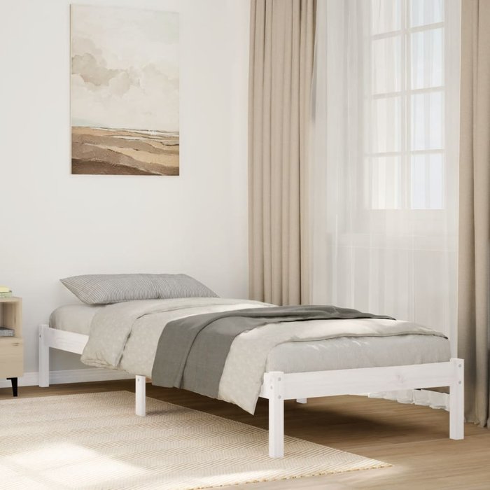Cama extralarga sin colchón madera maciza pino blanca 100x220cm