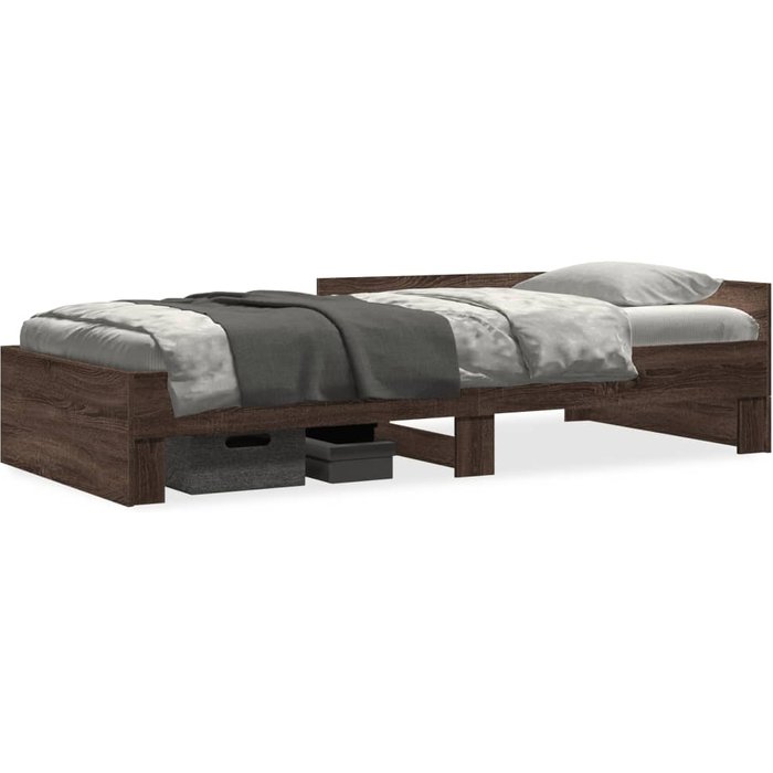 Estructura de cama sin colchón roble marrón 75x190cm madera contrachapada