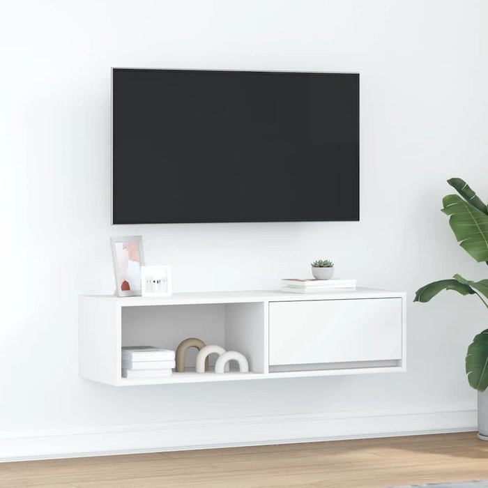 Mueble de tv blanco 100x31x25,5 cm madera contrachapada