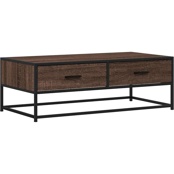 Mesa de centro madera ingeniería metal marrón 100x50x35 cm - comfortxl