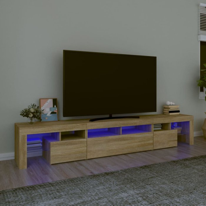 Vidaxl mueble de tv con luces led roble sonoma 230x36,5x40 cm