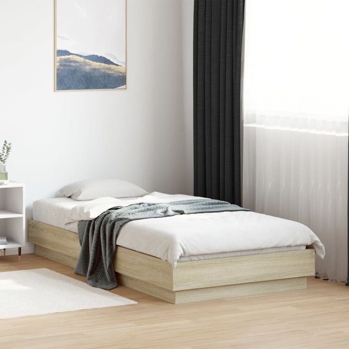 Estructura de cama de roble sonoma 90x190 cm de madera contrachapada