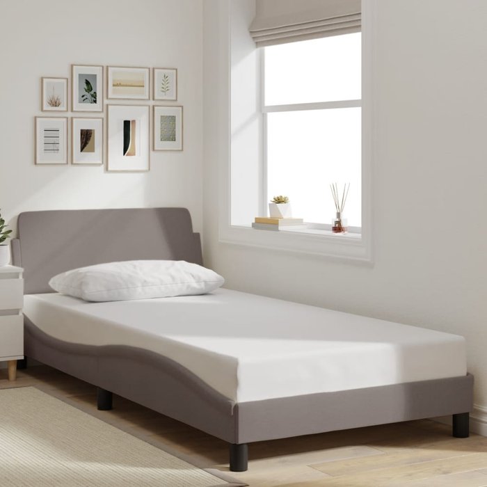 Estructura de cama dover tela gris taupe 100x200 cm