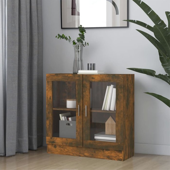 Maison exclusive - vitrina madera contrachapada roble ahumado 82,5x30,5x80 cm