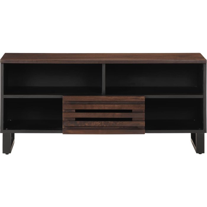 Mueble de tv madera maciza mango marrón 100x34x46 cm