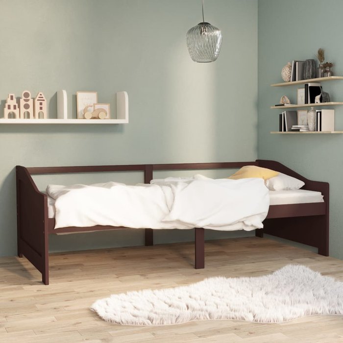 Maison exclusive - sofá cama de 3 plazas sin colchón marrón oscuro 90x200 cm