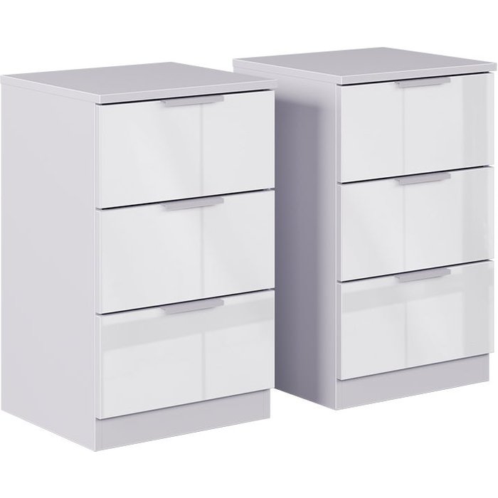 Vicco mesilla de noche fino, blanco alto brillo, con cajones