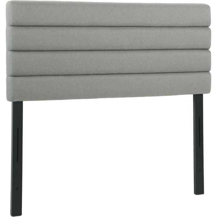Cabecero cama 140cm altura ajustable 3 niveles acolchado lino gris montaje pared