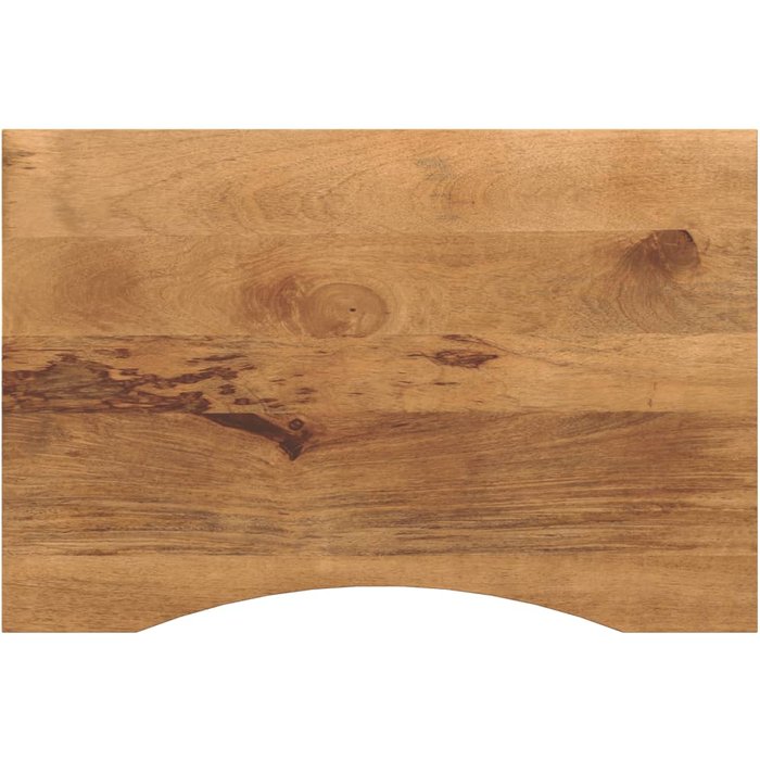 Tablero de escritorio curvo, 90x60x2,5 cm, madera maciza de mango sin acabado.