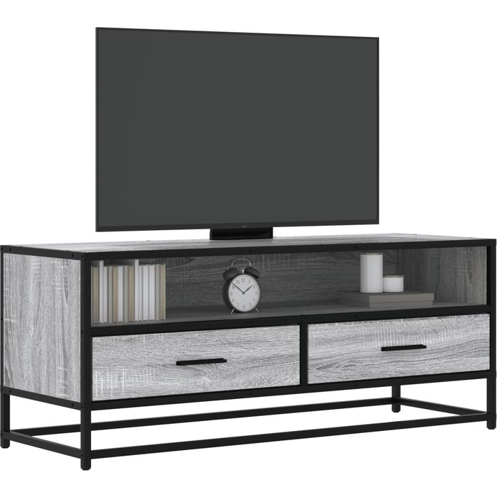 Mueble de tv sonoma gris 100x34,5x40 cm de madera contrachapada y metal