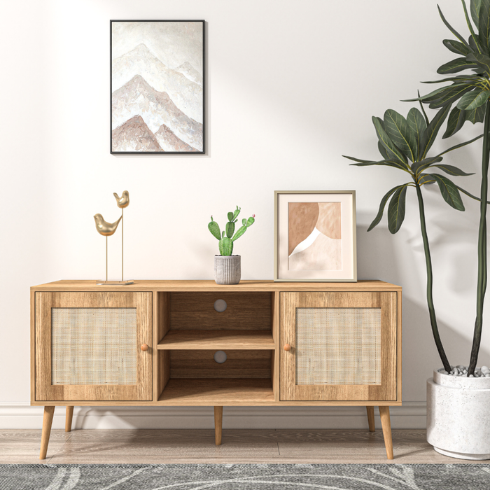 Cange aparador con puertas efecto mimbre y 2 nichos de 120 cm