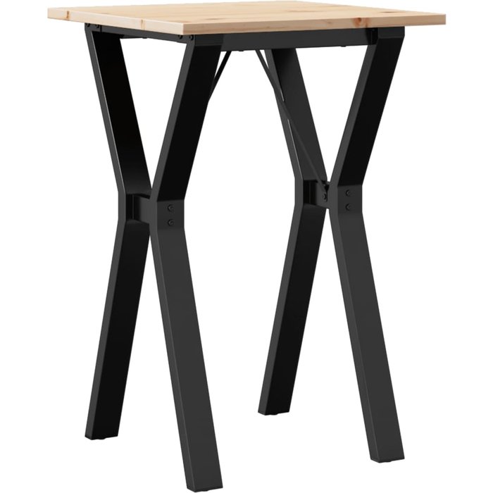 Mesa de comedor marco y madera maciza pino y acero 50x50x75 cm