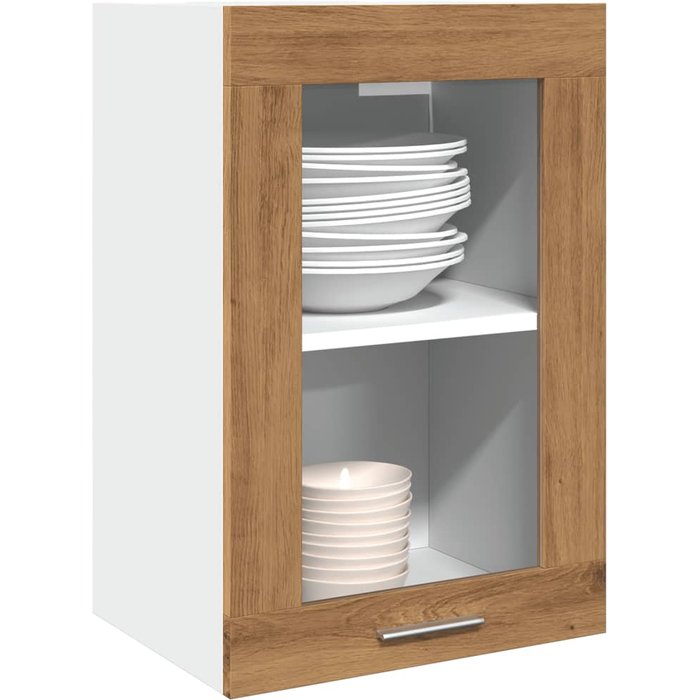 Vitrina colgante en roble artesanal 40x31x60 cm