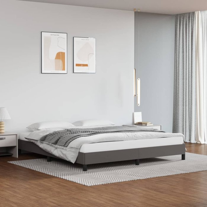 Estructura de cama sin colchón cuero sintético gris 180x200 cm vidaxl