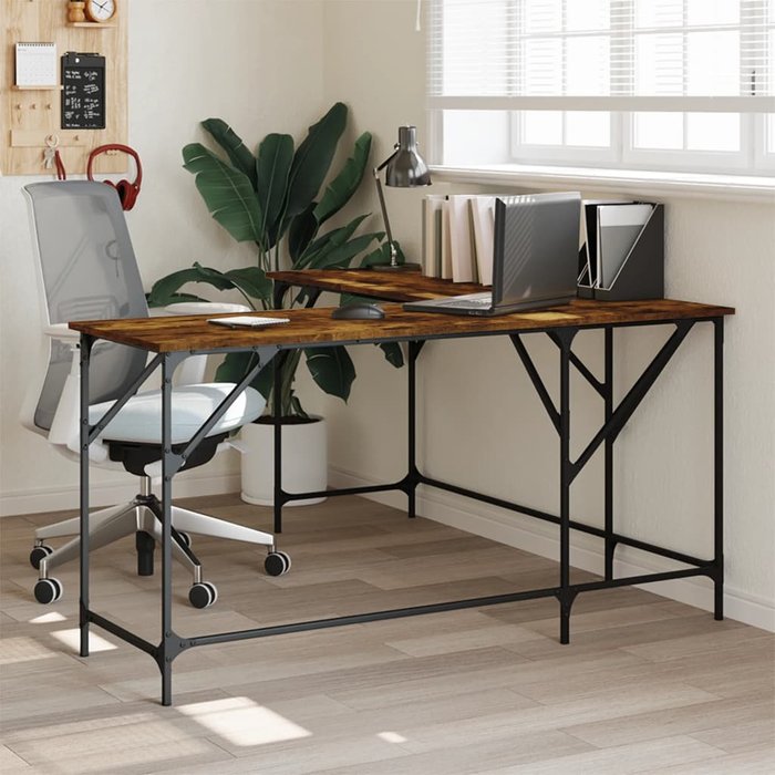 Maison exclusive - escritorio madera de ingeniería roble ahumado 149x149x75 cm