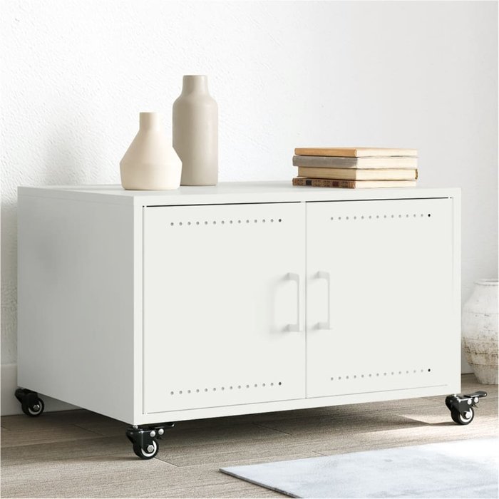 Mesa de centro blanca 68x50x43,5 cm acero