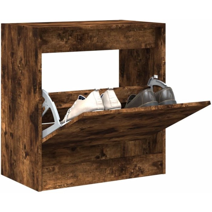 Vidaxl zapatero de madera de ingeniería roble ahumado 60x34x63,5 cm