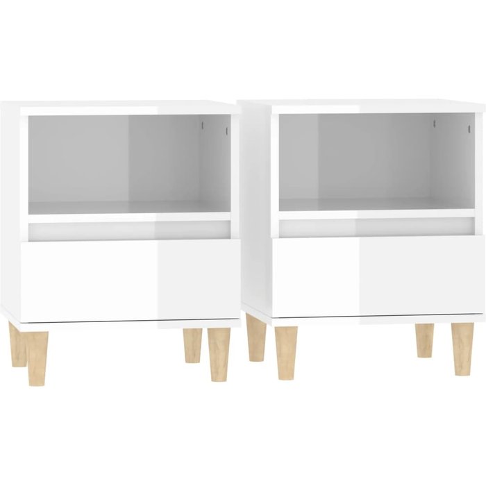 Mesitas de noche 2 uds blanco brillo 40x35x50 cm