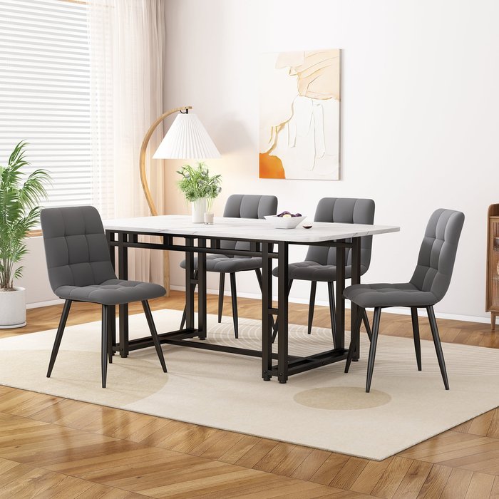 Mesa de comedor para 4 personas, 120x70 cm, mdf, blanco+negro
