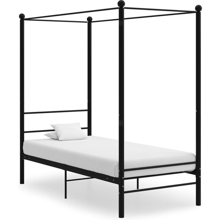 Estructura de cama con dosel sin colchón metal negro 100x200 cm