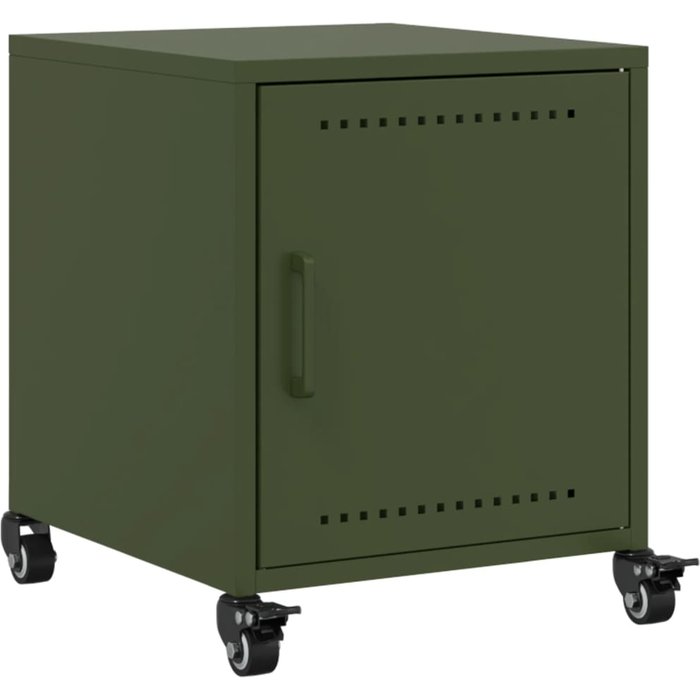 Mesita de noche,mesilla de noche acero verde oliva 36x39x43,5 cm cfw399938