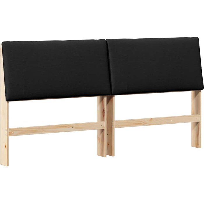 Cabecero cama - mueble cabecero tapizado negro 200 cm madera de pino macizo