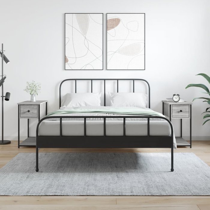 Mesitas noche 2 uds madera ingeniería gris sonoma 30x60x60 cm - comfortxl