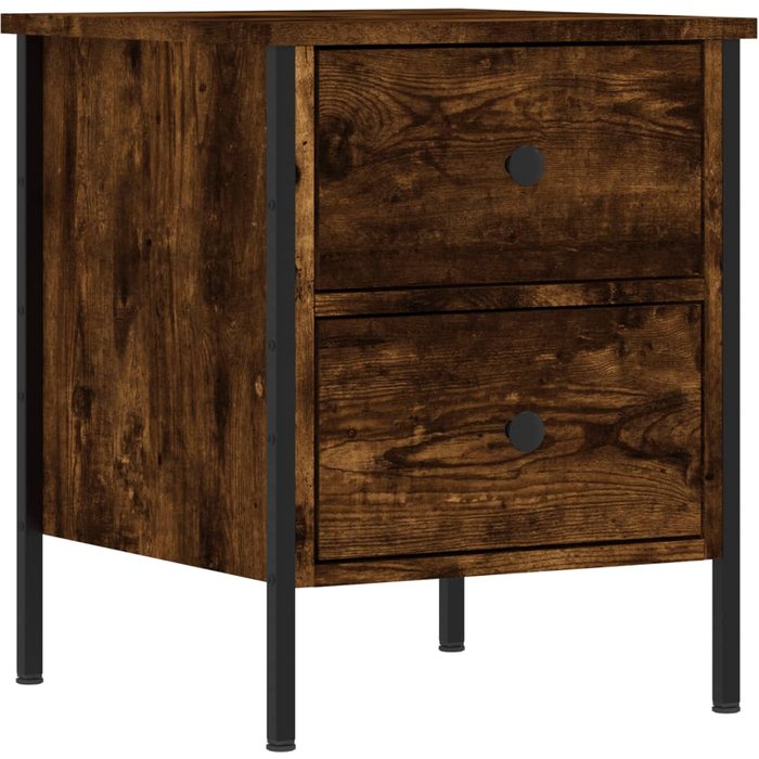 Mesita de noche roble ahumado 40x42x50 cm madera contrachapada