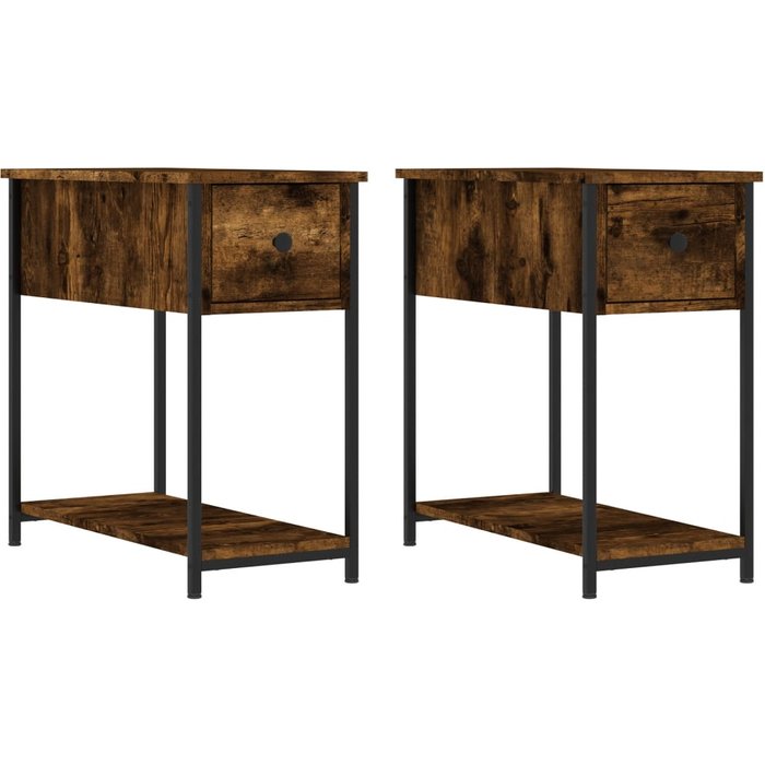 Mesitas de noche 2 piezas roble ahumado 30x60x60 cm madera contrachapada