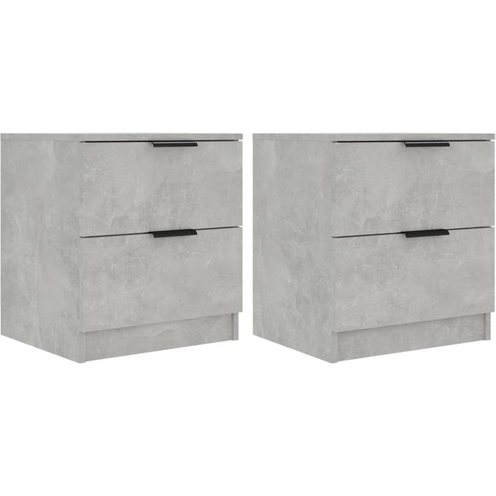 Mesita de noche 2 uds madera contrachapada gris hormigón - comfortxl