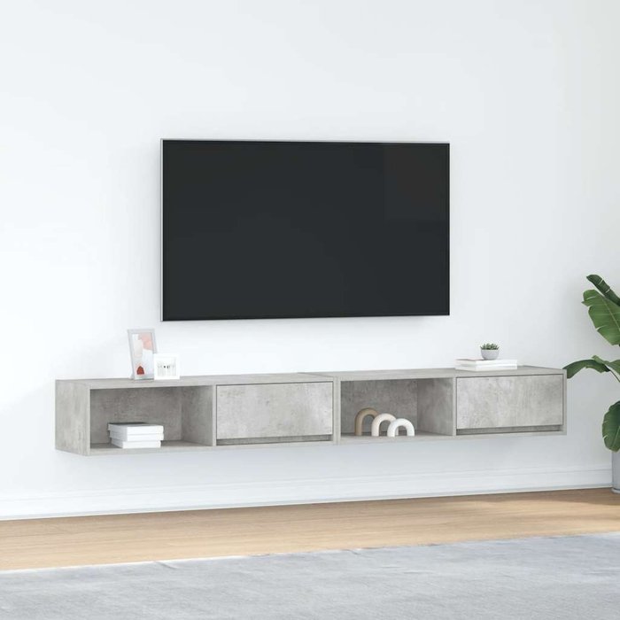 Muebles de tv 2 uds gris hormigón 100x31x25,5 cm