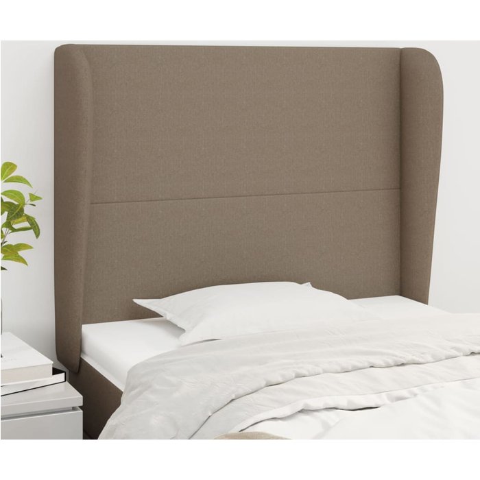Cabecero con alas taupe 103x23x118/128 cm tela - comfortxl