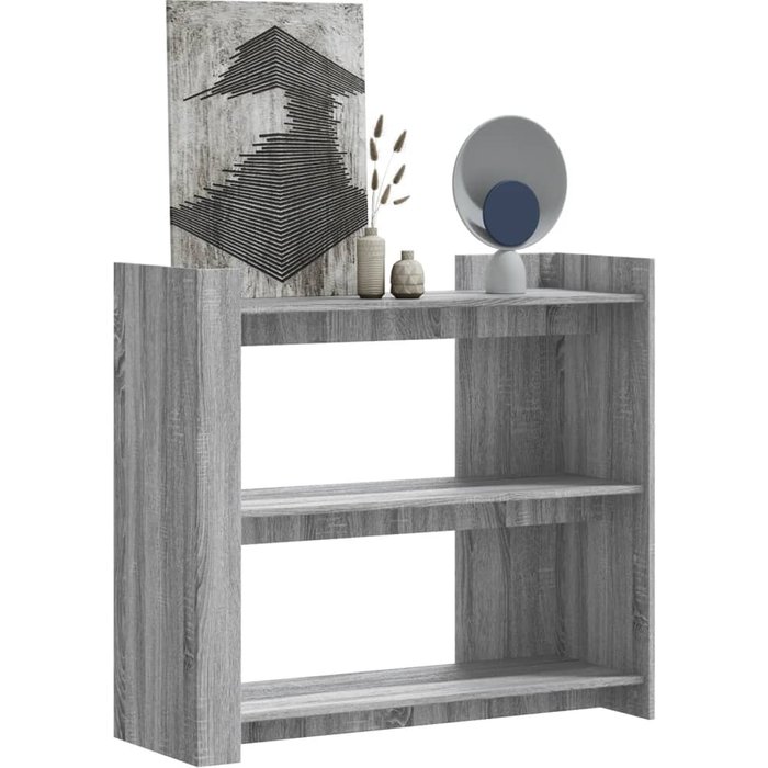 Mesa consola sonoma gris de 100x35x90 cm, madera de ingeniería.