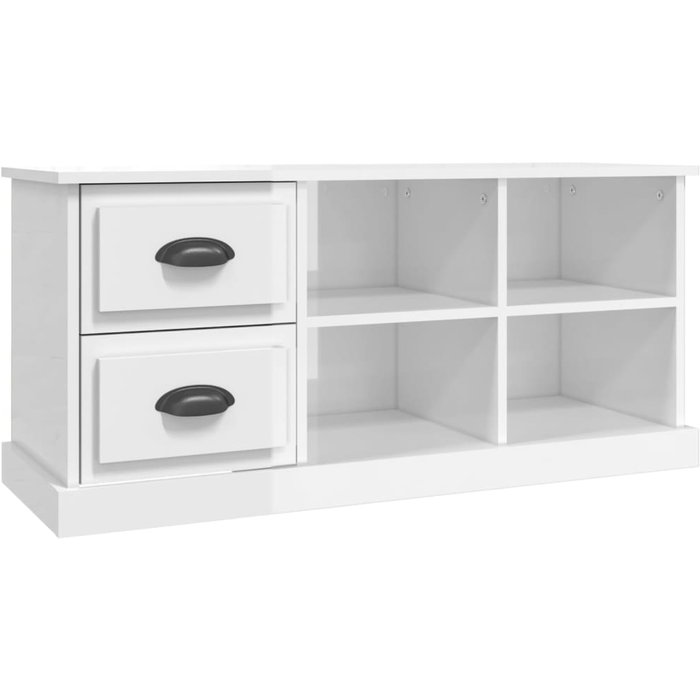 Mueble tv blanco brillo 102x35,5x47,5 cm madera contrachapada
