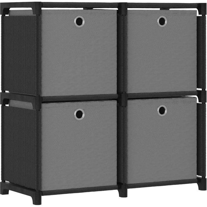 Estantería de 4 cubos con cajas, negra, 69x30x72,5 cm, tela - pangivo
