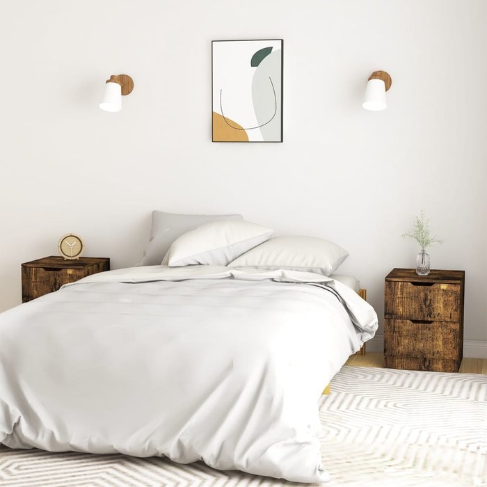 Mesitas de noche de 2 piezas, roble ahumado, 40x40x50 cm, madera de ingeniería.