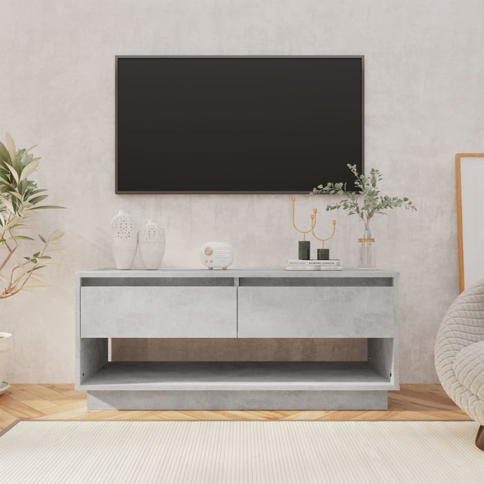 Mueble para tv madera contrachapada gris hormigón 102x41x44 cm - comfortxl