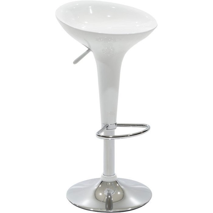 Taburete de bar con altura regulable y base en color blanco-cromo 40x43x84cm