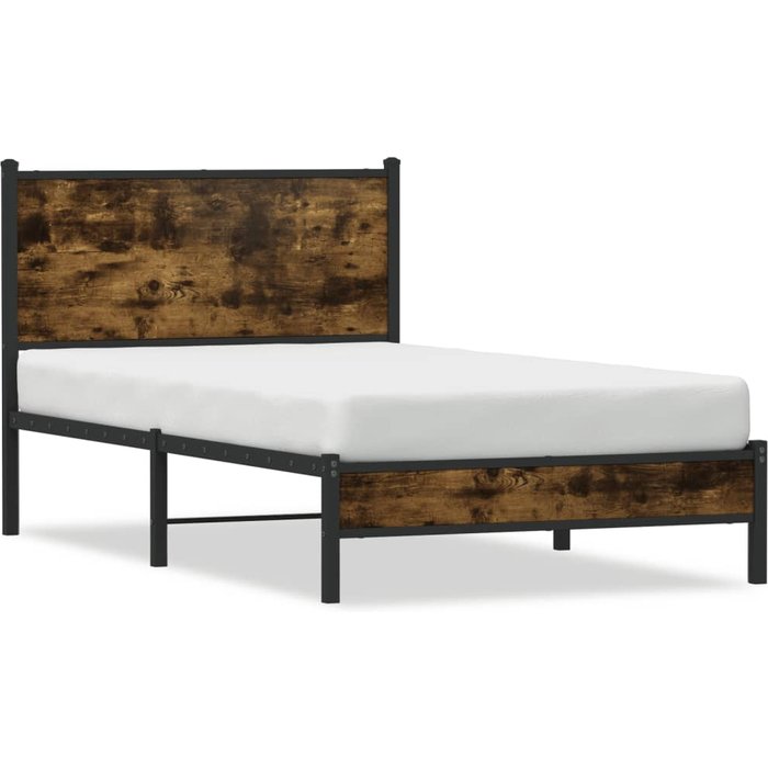 Estructura de cama sin colchón metal roble ahumado 100x190 cm — comfortxl