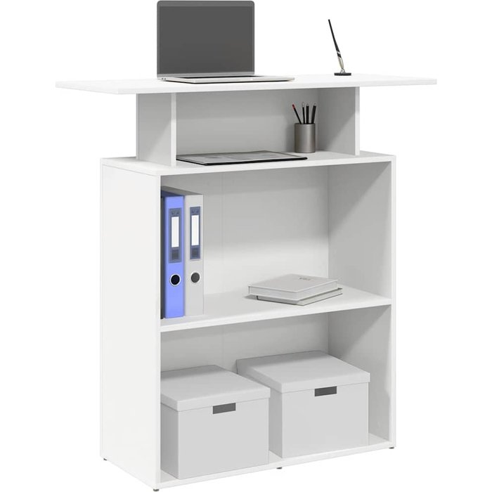 Mostrador de recepción, blanco, 100x40x104 cm, madera de ingeniería.