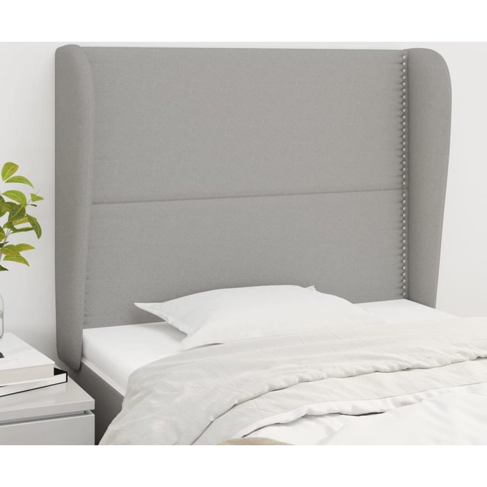Cabecero con orejas de tela gris claro 93x23x118/128 cm vidaxl