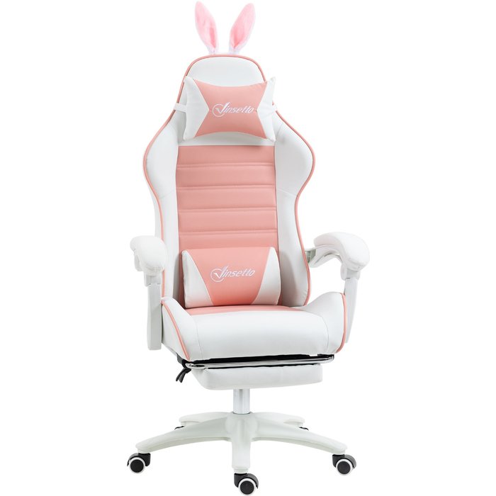 Silla gaming vinsetto pu, espuma rosa 65x63x142 cm