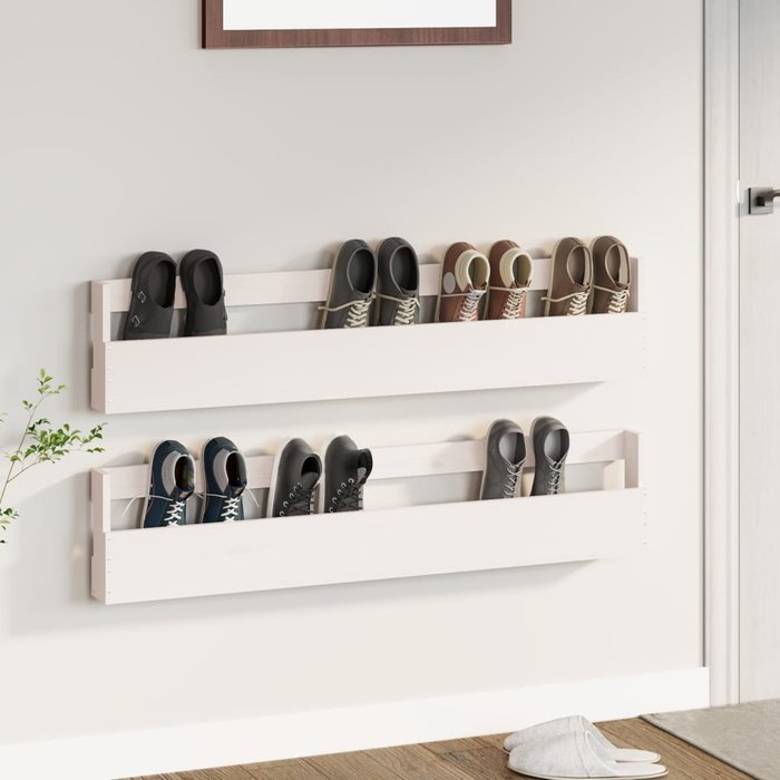 Maison exclusive - estantes zapatos de pared 2 uds madera pino blanco 110x9x23cm