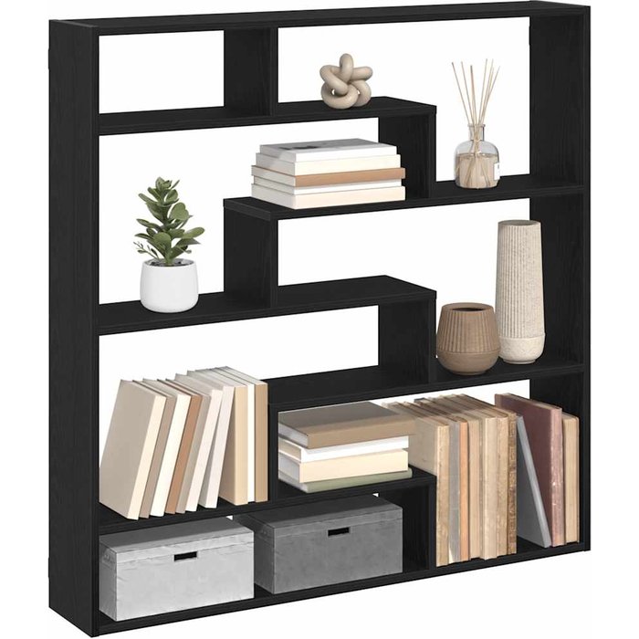 Estante cubo de pared 7 compartimentos madera contrachapada negra