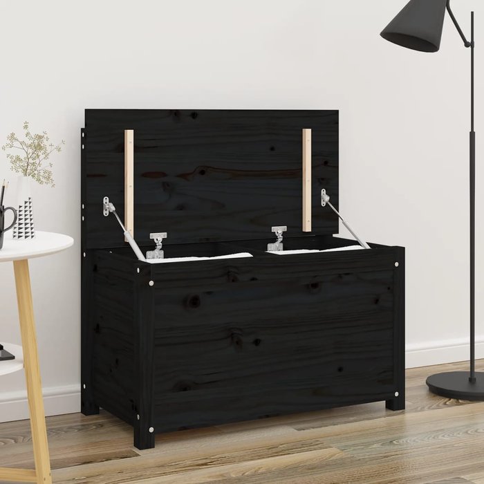 Banco negro 80x41x77 cm madera maciza de pino