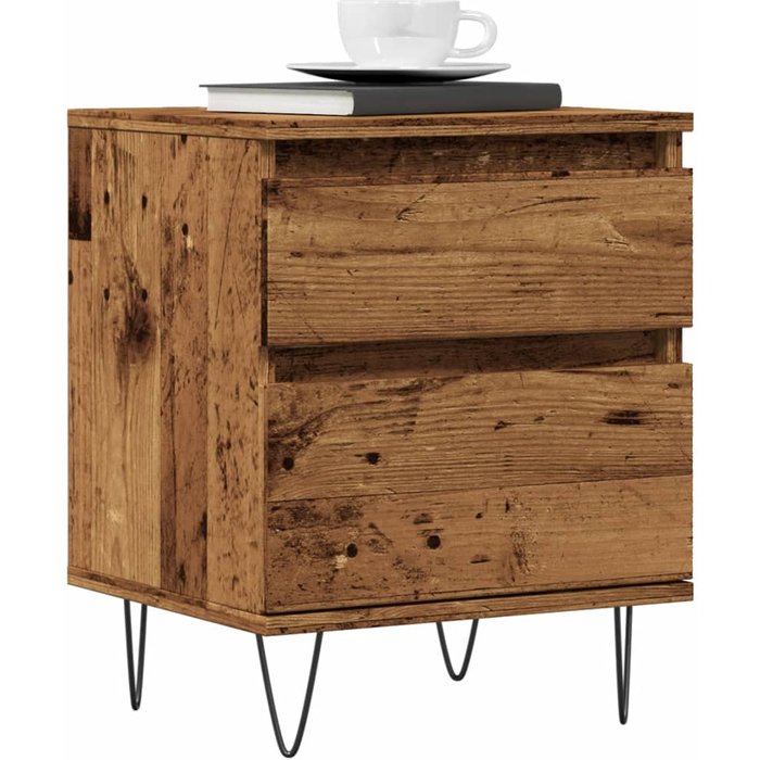 Mesitas de noche 2 unidades madera ingeniería envejecida 40x35x50 cm